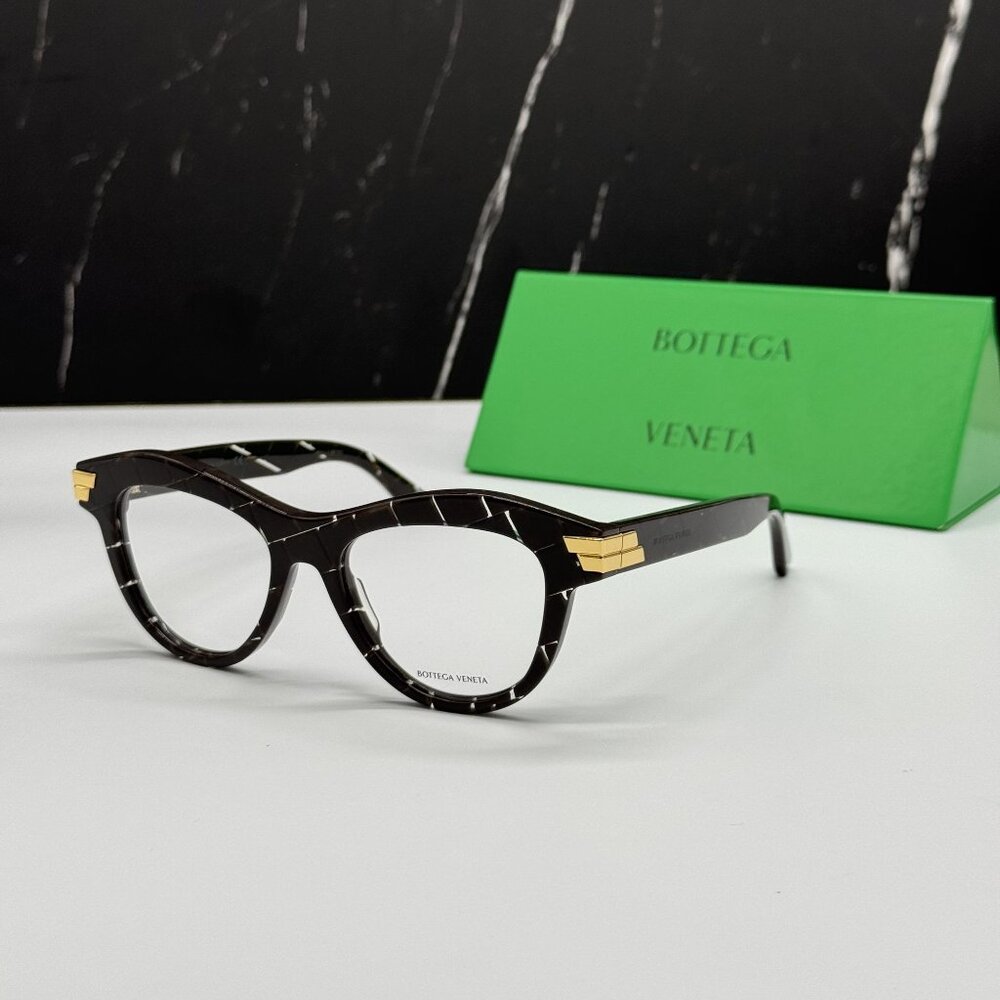NEW BOTTEGA VENETA BV1105O 003 CAT EYE HAVANA/WHITE WOMEN EYEGLASSES